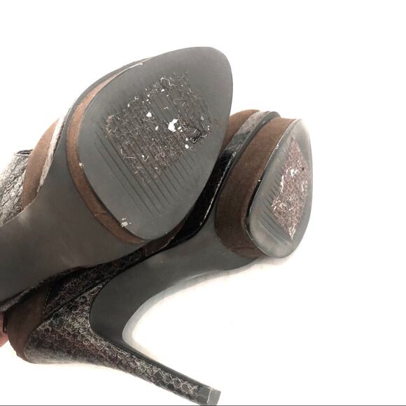 Marco Santi Iris Brown Suede Ankle Booties Snake - Picture 6 of 6